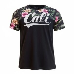Tony Hawk T-Shirt Floral Tropical Hibiscus Cali Graphic Short Sleeve Women's L